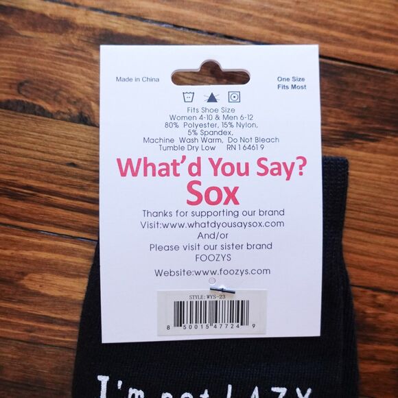 Foozys Graphic Quote Fun Socks Not Lazy Just Very Relaxed Unisex One Size - Picture 3 of 3